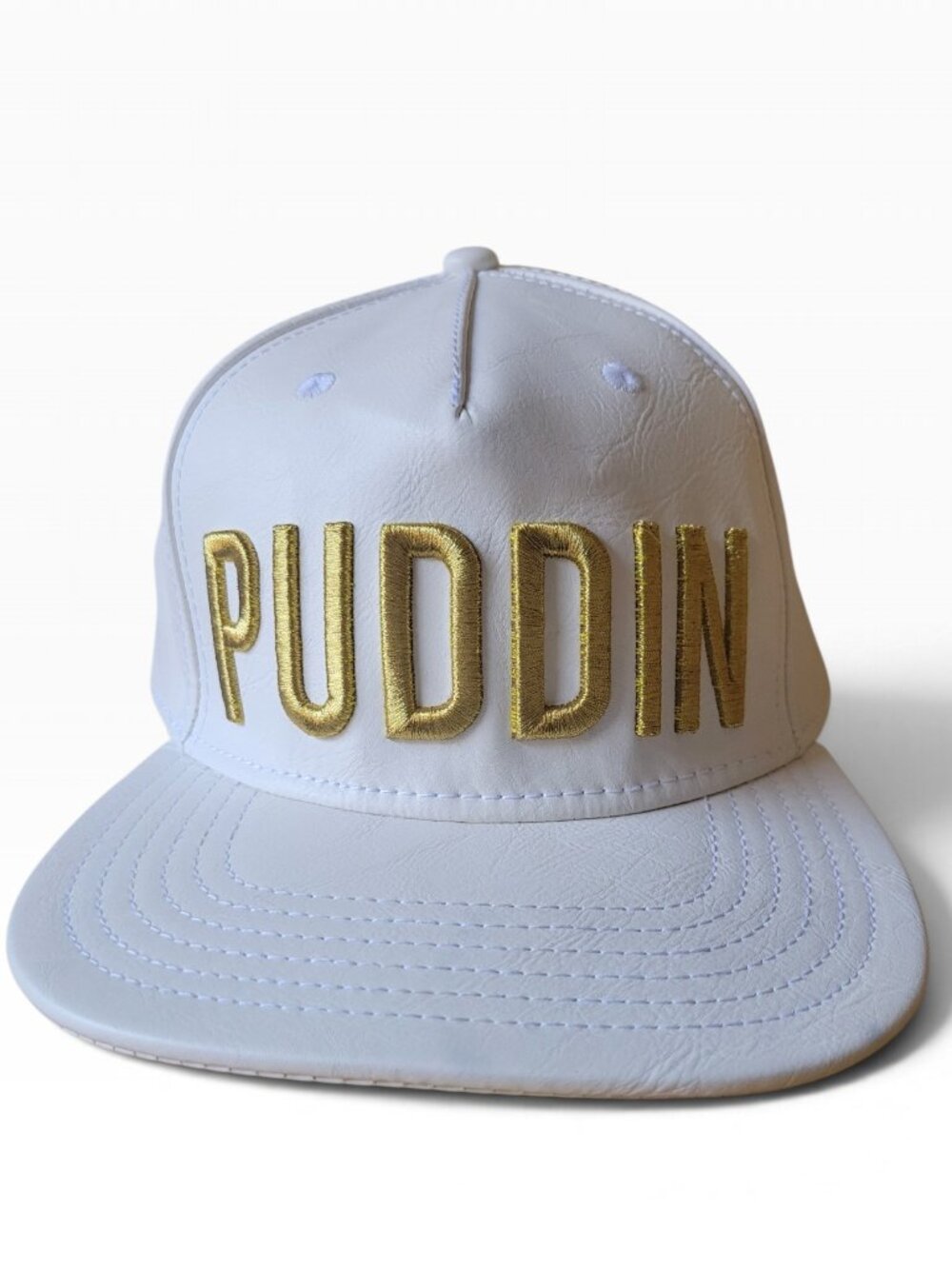 DC Comics Batman Puddin White Faux Leather Snapback Hat (One Size)